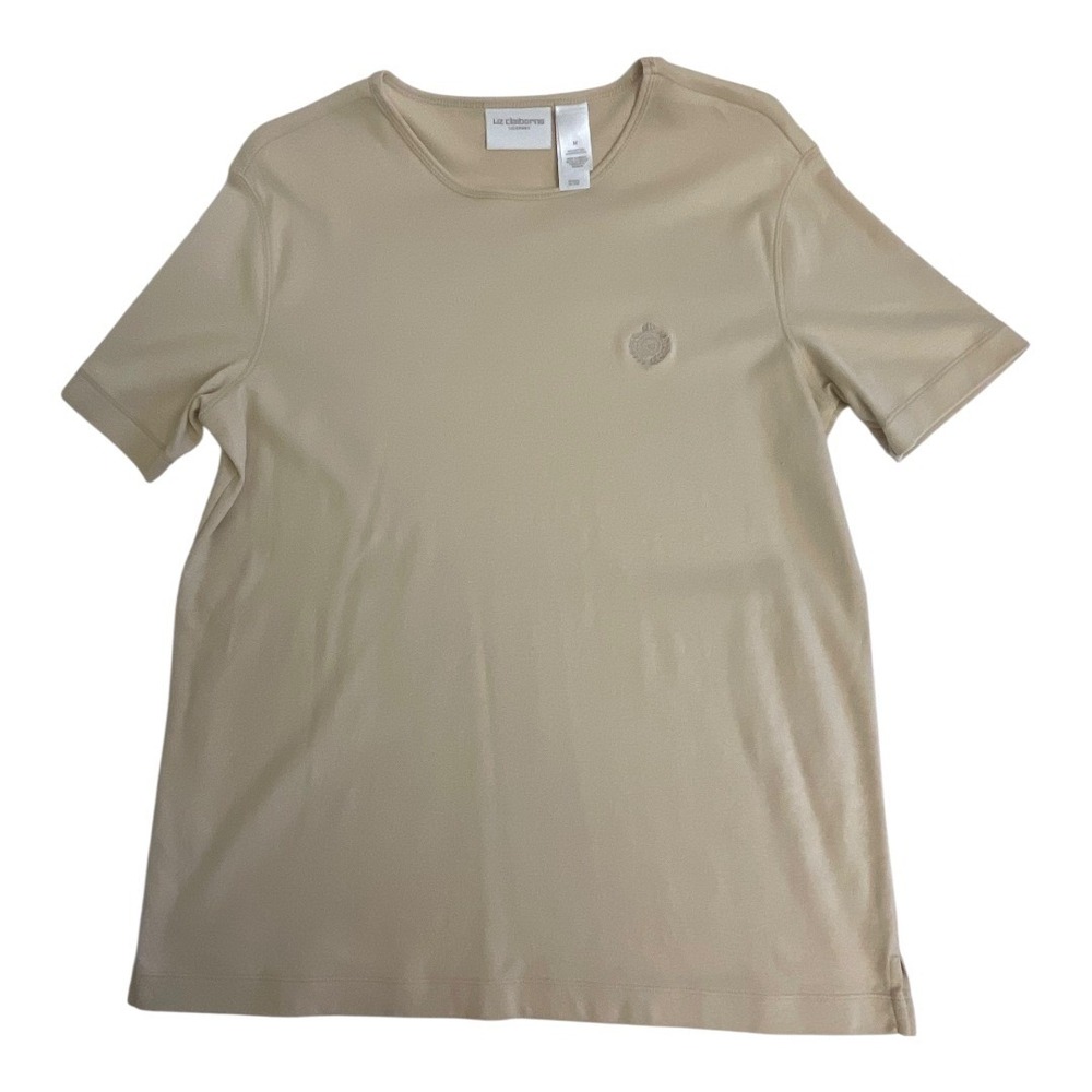 Liz Claiborne Lizsport T-Shirt 100% Cotton Women Medium Tan
